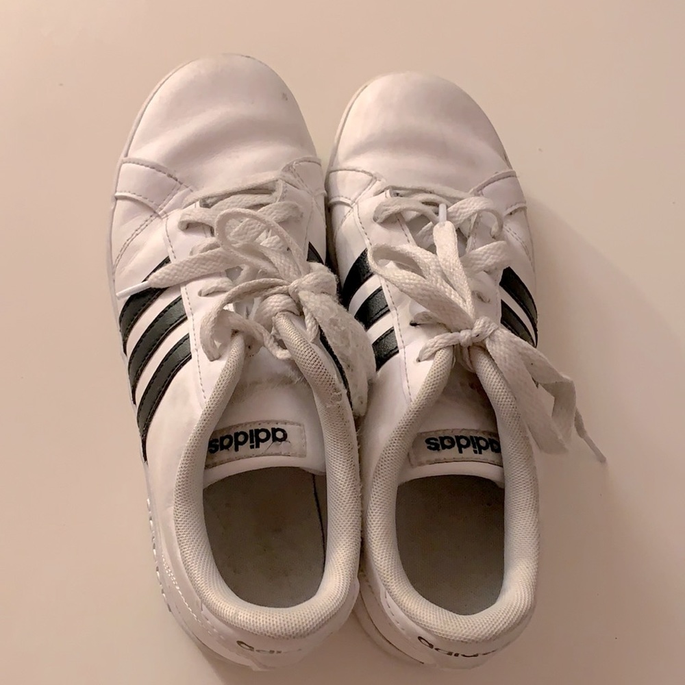 Adidas Superstar black and white leather shoes
